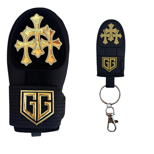 Gold Crosses Sliding Mitt - Youth